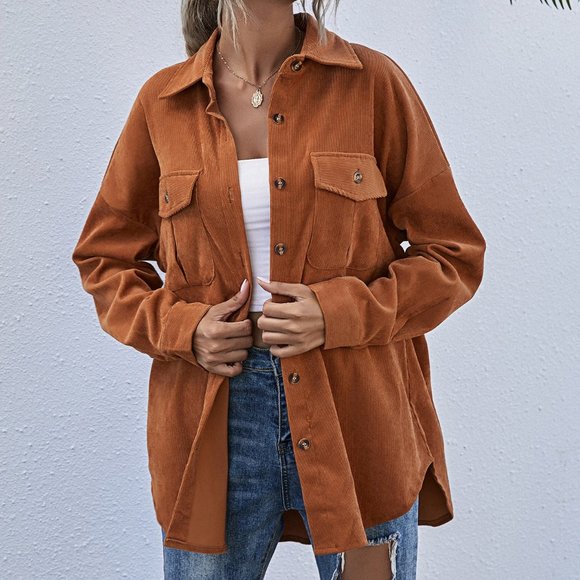 CASUAL DOLLZ Rusty Brown Boyfriend oversized Butto - Picture 4 of 7